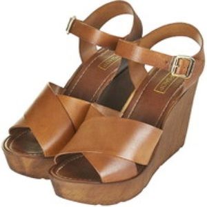 TopShop Tan Leather Wedges